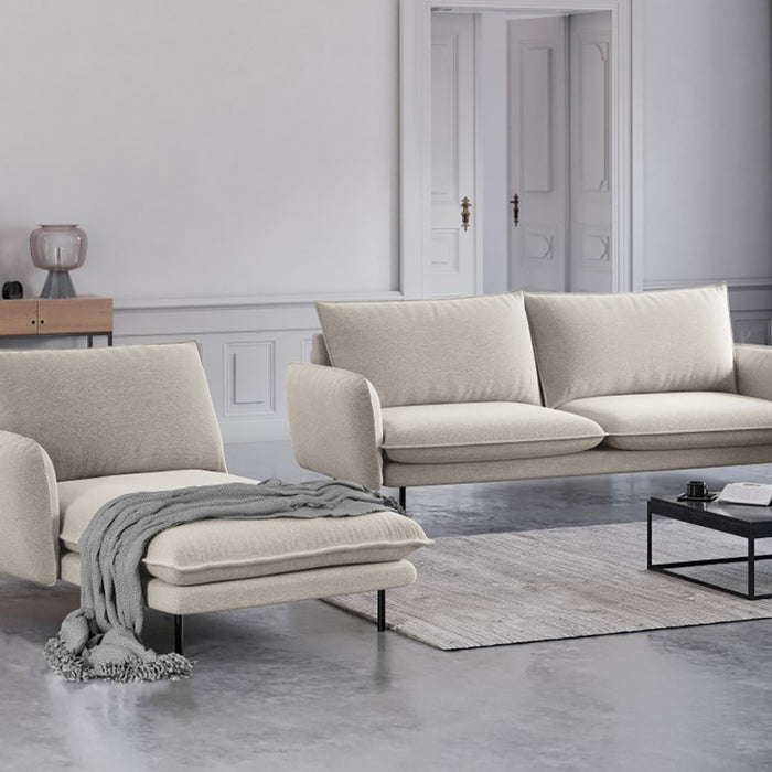 Cosmopolitan Design Vienna Chaise Longue Links - Linnen - Lichtbeige