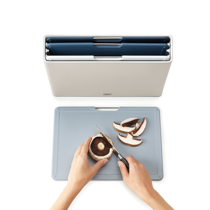 Joseph Joseph Folio Snijplankset - Set van 4 - Zilver / Blauwtinten