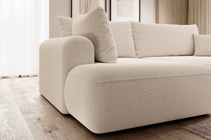 NADUVI Collection Hoekbank Philipa Big links bouclé met slaapfunctie