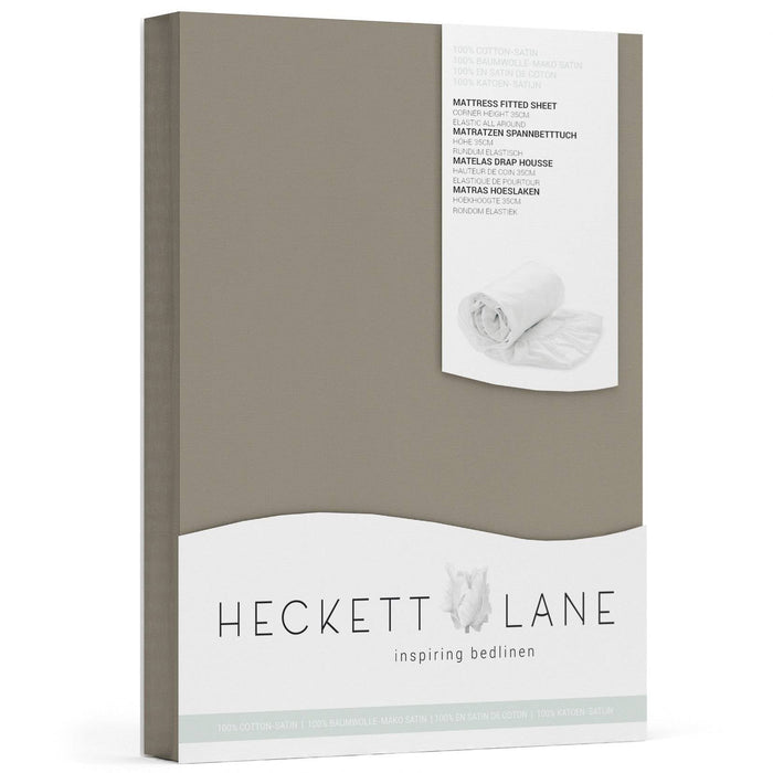 Heckett & Lane Hoeslaken Elementi Katoen Satijn 40cm Hoek - taupe grey