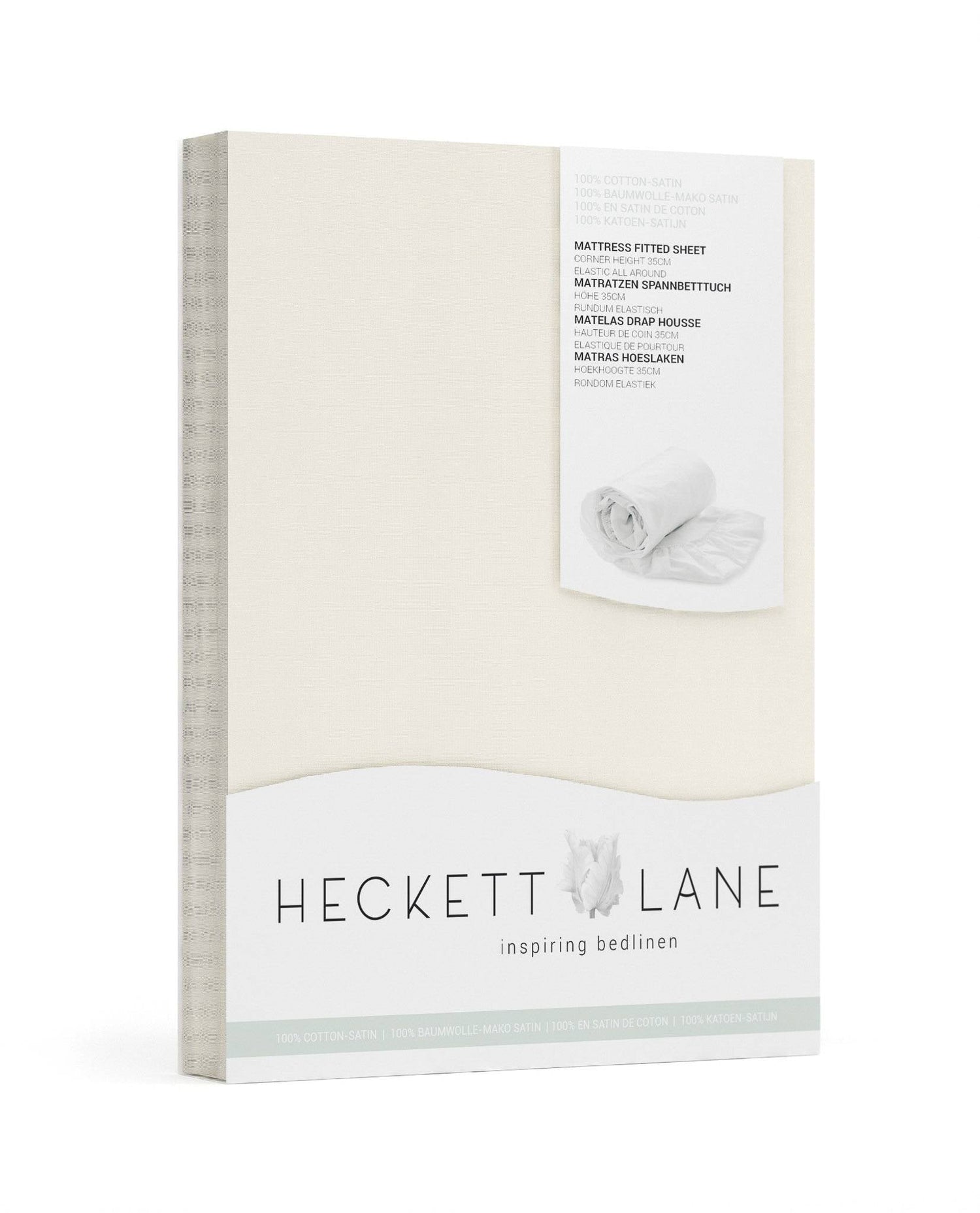 Heckett & Lane Hoeslaken Elementi Katoen Satijn 40cm Hoek - off white