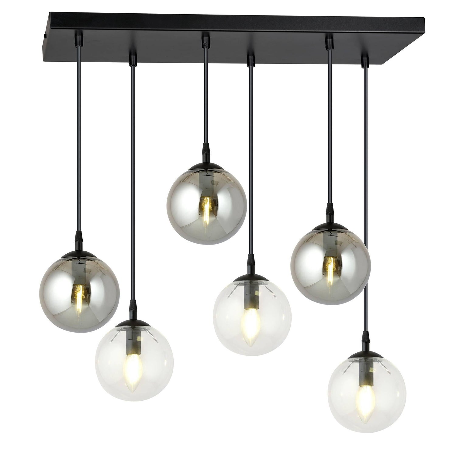 NADUVI Collection Glazen hanglamp eetkamer Cosmo 6-lichts