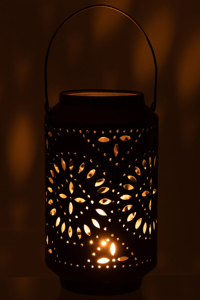 J-Line lantaarn Hoog Geperforeerd - ijzer - zwart