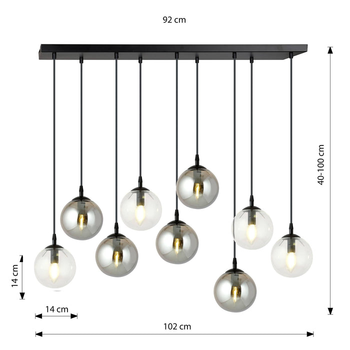 NADUVI Collection Glazen hanglamp eetkamer Cosmo 9-lichts
