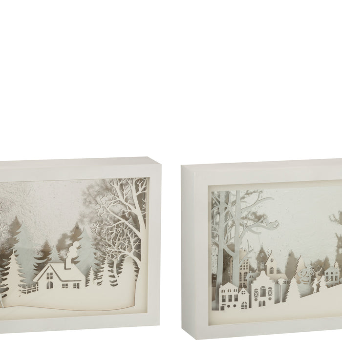 J-Line decoratie Kader 3D Winter - pvc|glas - zilver - 2 stuks