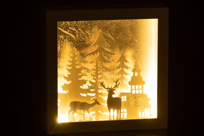 J-Line wanddecoratie 3D Winter - pvc|glas - zilver - LED lichtjes