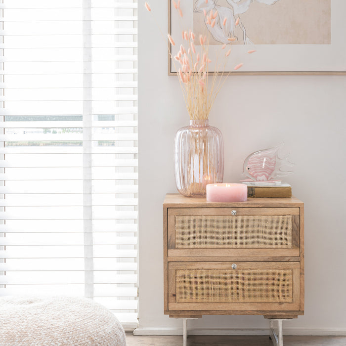 J-Line vaas Strepen - glas - roze - large - 30 cm hoog