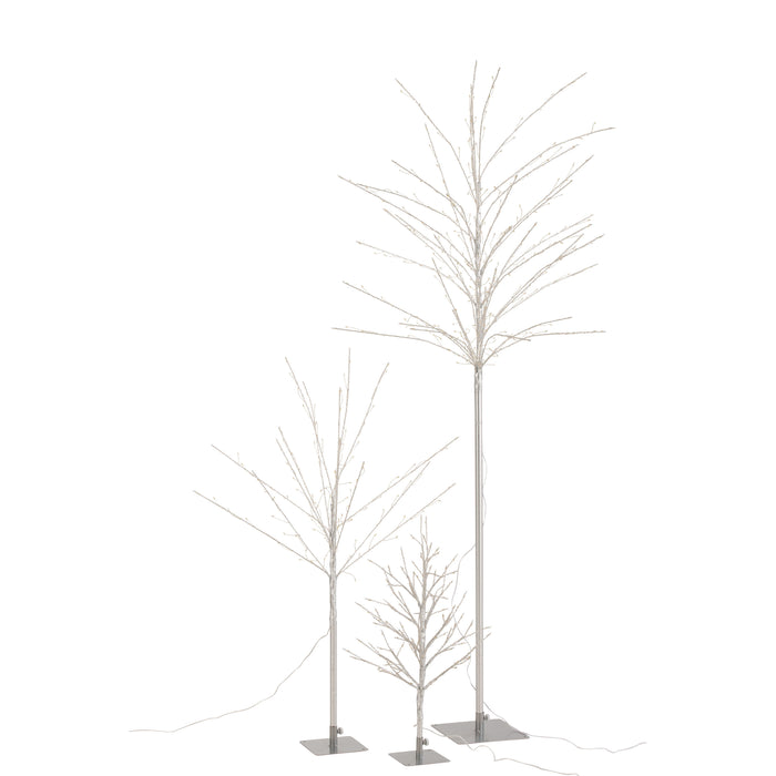 J-Line decoratie Kale Boom - metaal - zilver - large - LED lichtjes