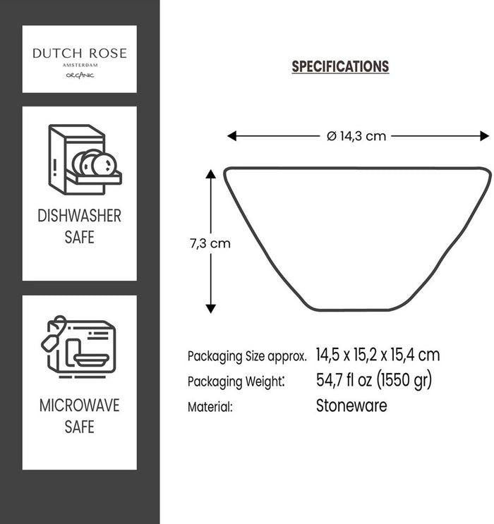 Dutch Rose Kom 14 cm Creme