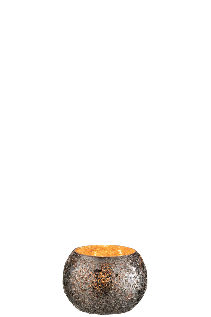 J-Line windlicht Gebroken - glas - zwart