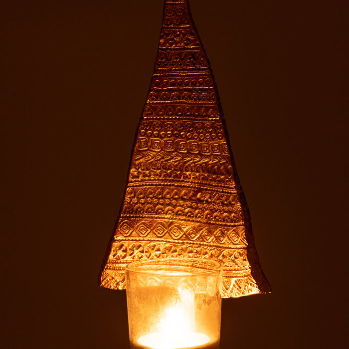 J-Line kaarshouder Kerstboom - kunststof - goud - large
