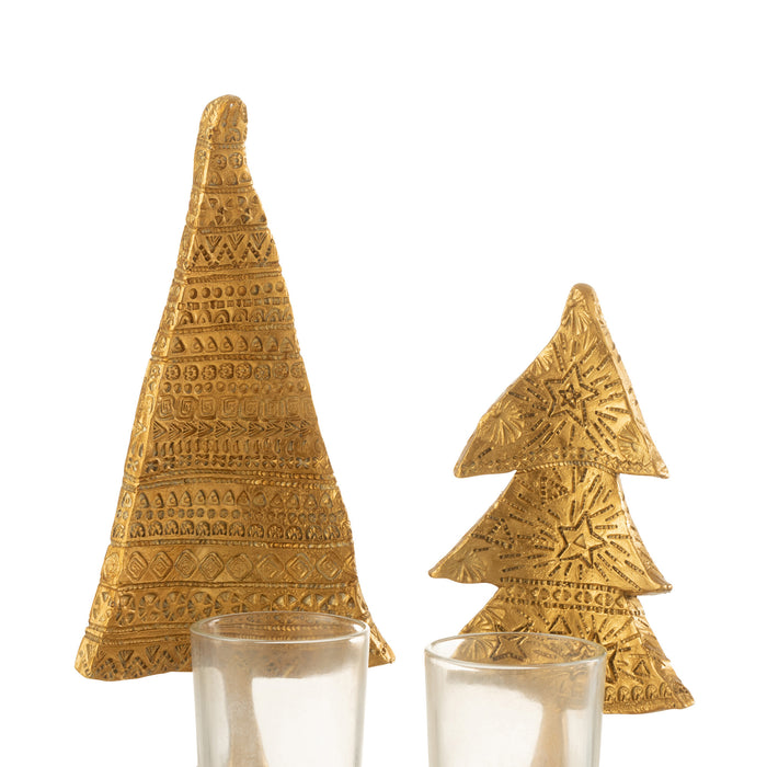 J-Line kaarshouder Kerstboom - kunststof - goud - large