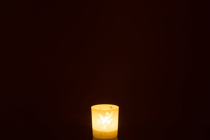 J-Line theelichthouder Bloemen - glas - groen - small