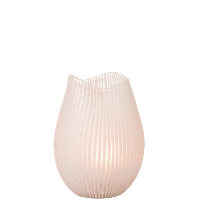 J-Line vaas Streep - glas - lichtroze - large - Ø 19.5 cm