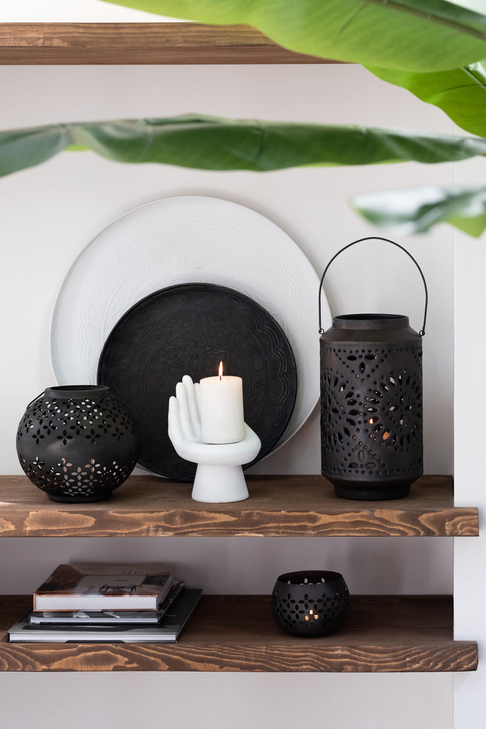 J-Line plateau Rond Klassiek - ijzer - wit - large