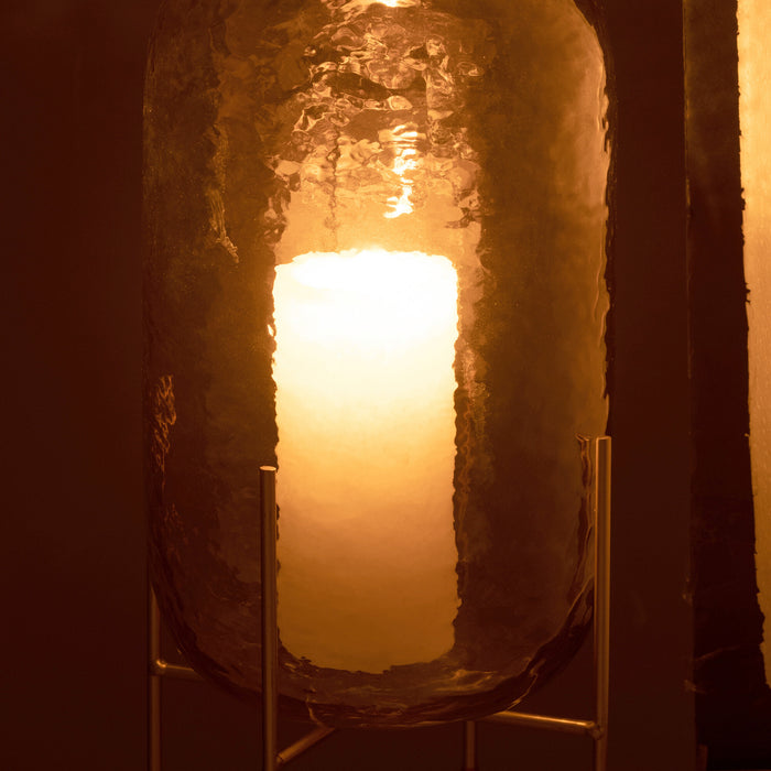 J-Line vaas Rond Op Voet - glas - bruin|goud - large - 36.5 cm hoog