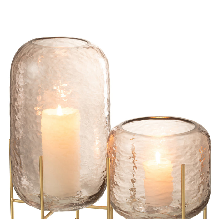 J-Line vaas Rond Op Voet - glas - bruin|goud - large - 36.5 cm hoog