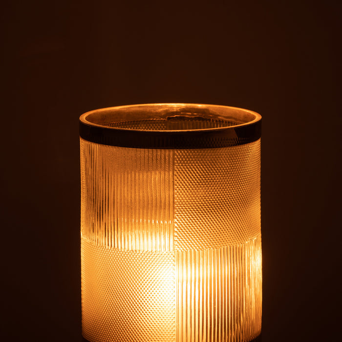 J-Line vaas Cylinder Motief - glas - transparant|goud - small