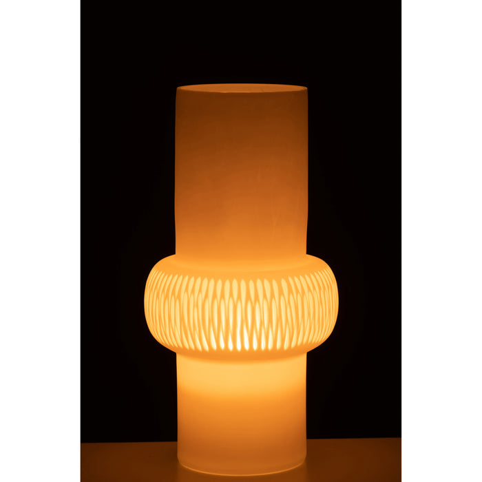 J-Line vaas Streep Bal - glas - wit - large - 41 cm hoog