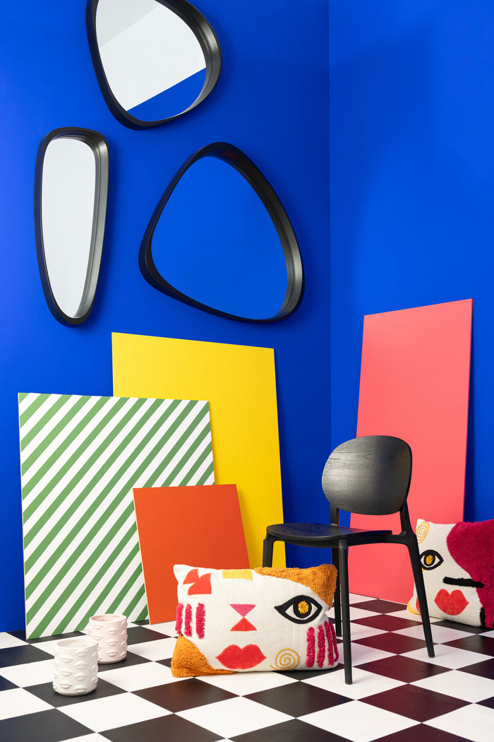 J-Line spiegel Giles - glas - zwart - large - Ø 90 cm