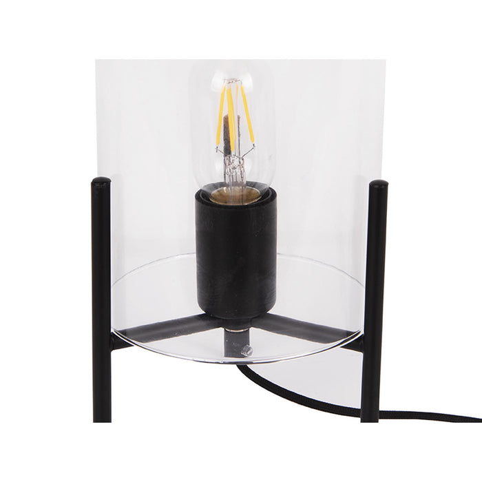 Leitmotiv - Tafellamp Glass Bell - Helder, Zwart frame - 30x16cm