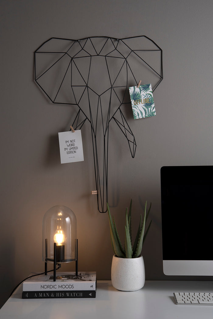 Leitmotiv - Tafellamp Glass Bell - Helder, Zwart frame - 30x16cm