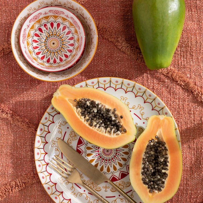 J-Line plaid Kwastjes - katoen - terracotta - 190 x 56 cm