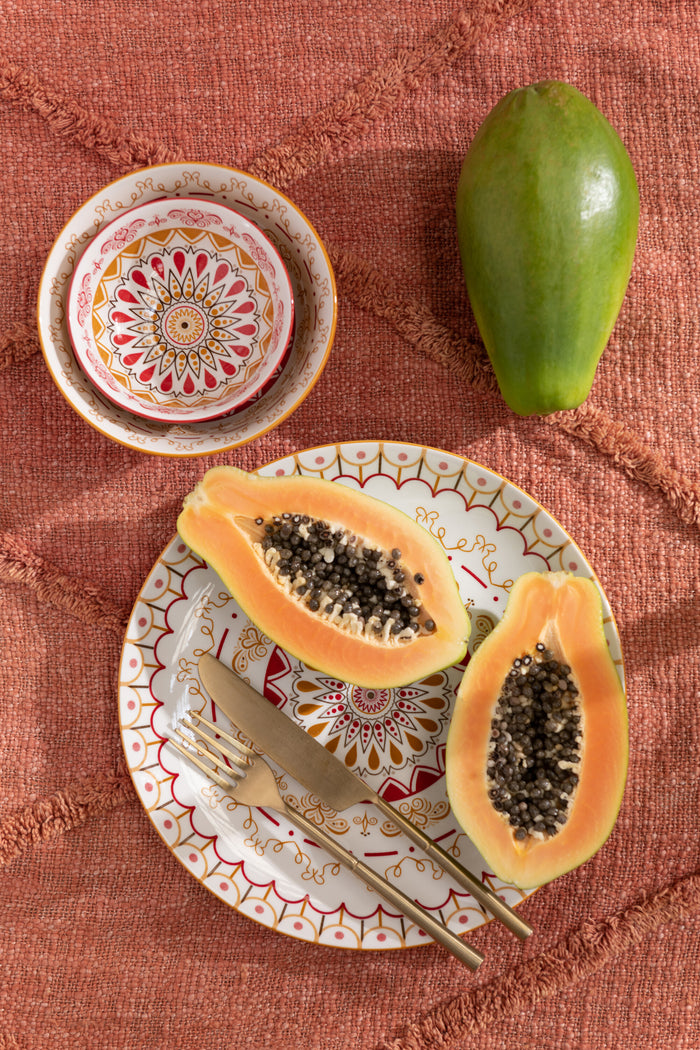 J-Line plaid Kwastjes - katoen - terracotta - 190 x 56 cm