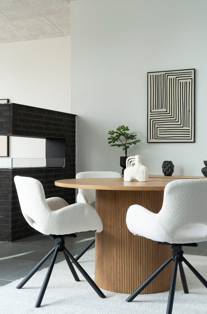 House Nordic Amorim Gebroken Wit Bouclé Draaistoel set van 2