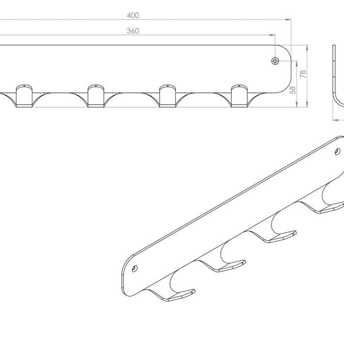 Gorillz Rounded Four - Wandkapstok - 40x6x7,8cm - Grijs