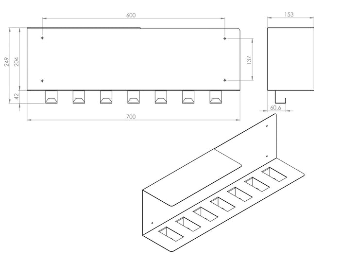 Gorillz Plenck - Wandkapstok met Hoedenplank - Kapstok - Zwart