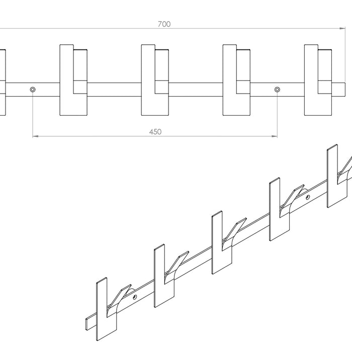 Gorillz Incision - Wandkapstok - 10 kapstokhaken - Blauw