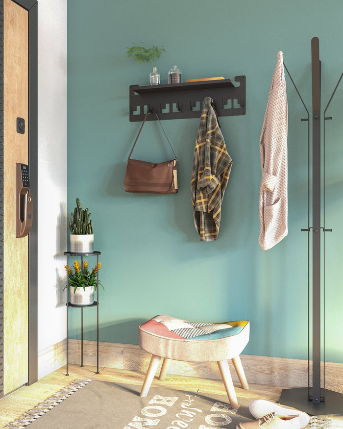 Gorillz Area Wandkapstok met Hoedenplank - Kapstok met 8 Haken - Zwart