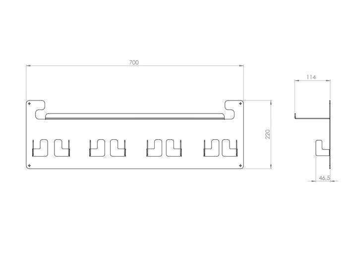 Gorillz Area Wandkapstok met Hoedenplank - Kapstok met 8 Haken - Zwart