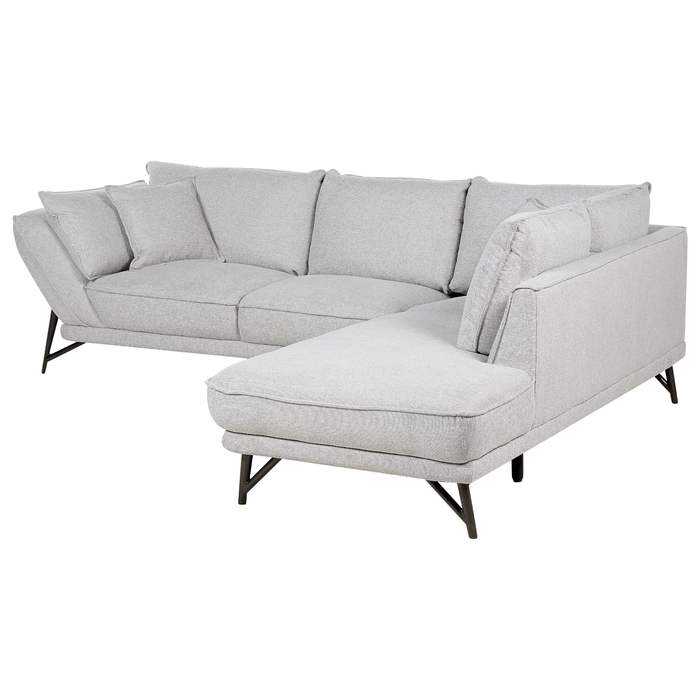 Beliani - ELGA - Hoekbank - Lichtgrijs - Linkszijdig - Linnen