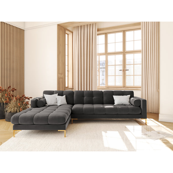 Cosmopolitan Design Bali Hoekbank met Chaise Longue Links - Donkergrijs / Goud