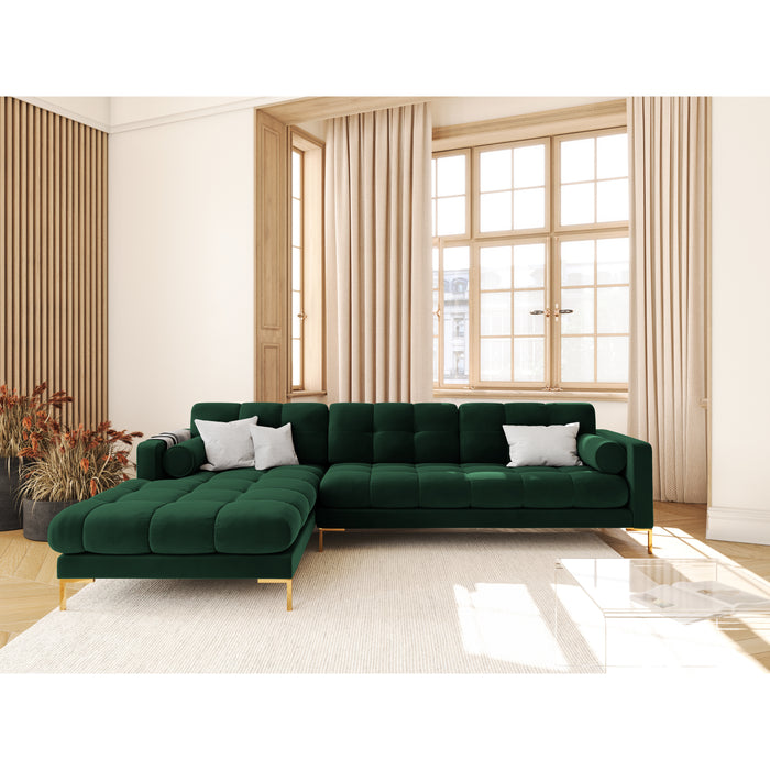 Cosmopolitan Design Bali Hoekbank met Chaise Longue Links - Flessengroen / Goud