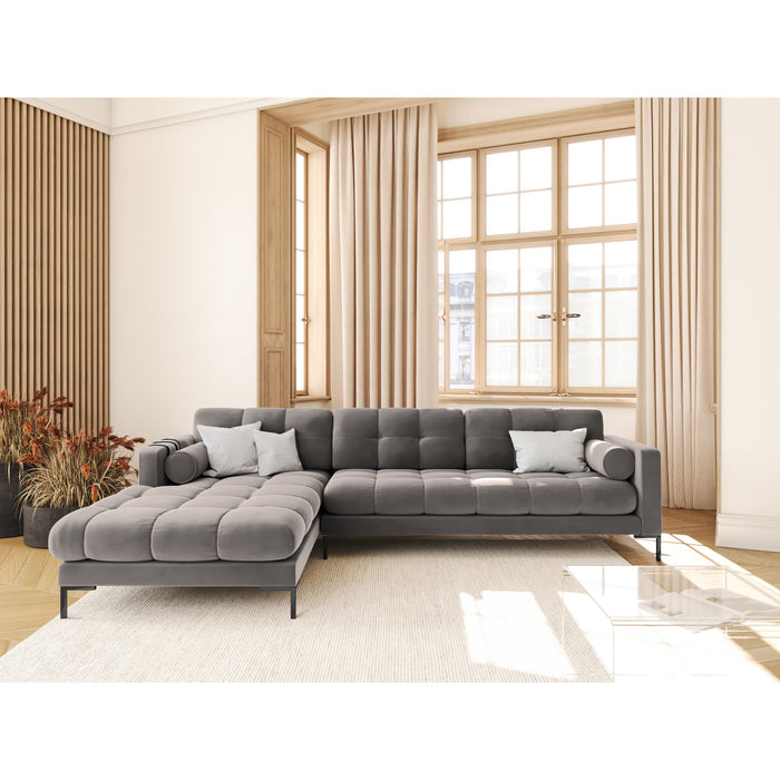 Cosmopolitan Design Bali Hoekbank met Chaise Longue Links - Lichtgrijs / Zwart