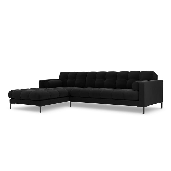 Cosmopolitan Design Bali Hoekbank met Chaise Longue Links - Zwart / Zwart