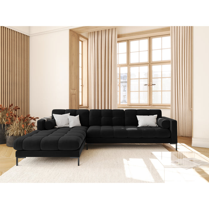Cosmopolitan Design Bali Hoekbank met Chaise Longue Links - Zwart / Zwart