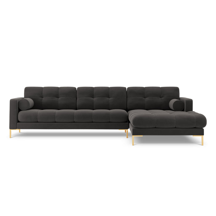 Cosmopolitan Design Bali Hoekbank met Chaise Longue Rechts - Donkergrijs / Goud