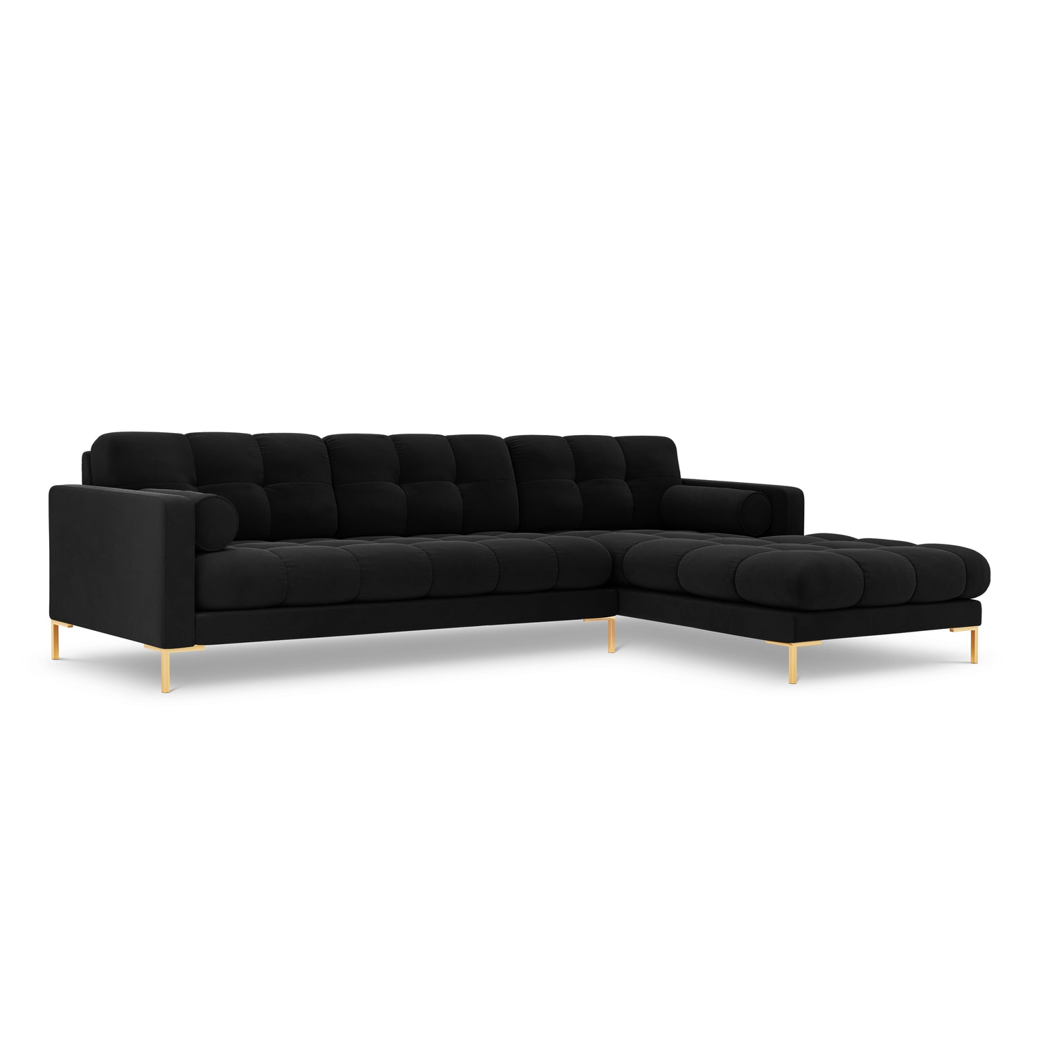 Cosmopolitan Design Bali Hoekbank met Chaise Longue Rechts - Zwart / Goud