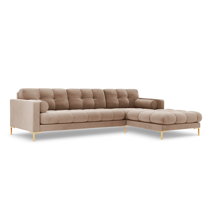 Cosmopolitan Design Bali Hoekbank met Chaise Longue Rechts - Taupe / Goud