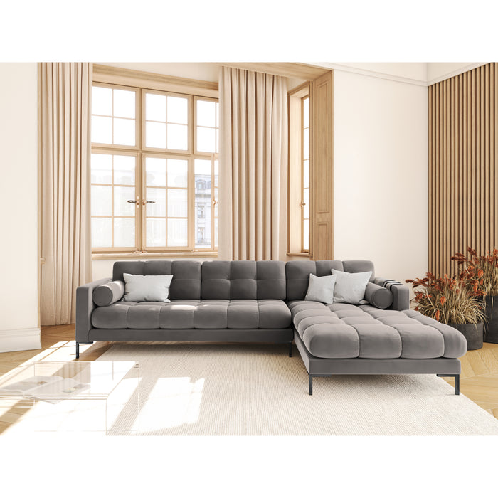 Cosmopolitan Design Bali Hoekbank met Chaise Longue Rechts - Lichtgrijs / Zwart