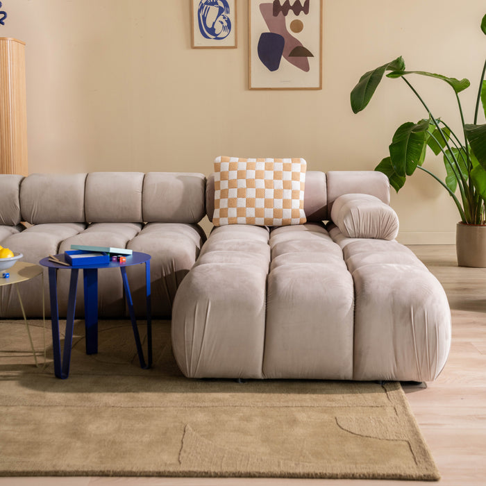 Milo Casa Tropea Modulaire Modulaire 3-zitsbank met Hocker - Lichtbeige