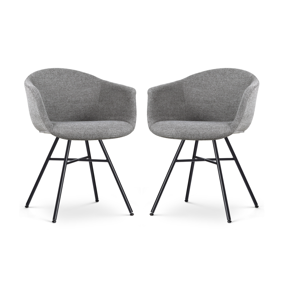 Nolon Noa-Otis Eetkamerstoelen Set van 2 - Donkergrijs - Zwarte Poten