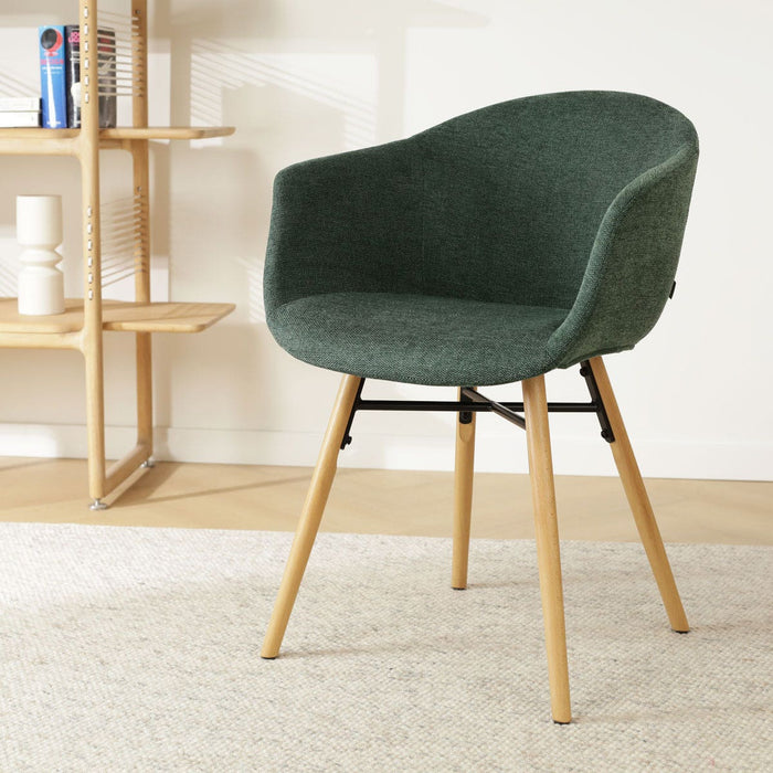 Nolon Nena-Otis Eetkamerstoel Donkergroen - Armleuning - Stof