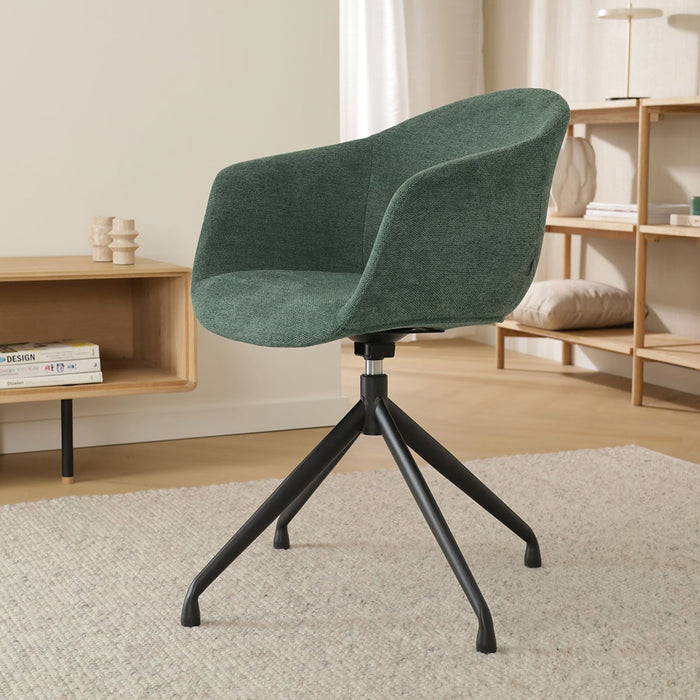 Nolon Nola-Otis Eetkamerstoel Donkergroen - Draaibaar Zwart Onderstel