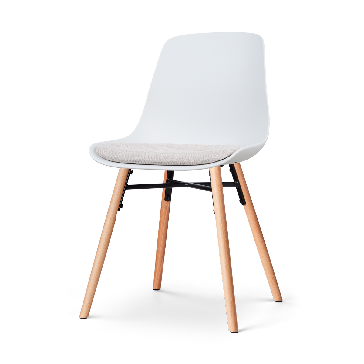 Nolon Nena-Liv Eetkamerstoel Wit - Beige Kussen - Houten Poten