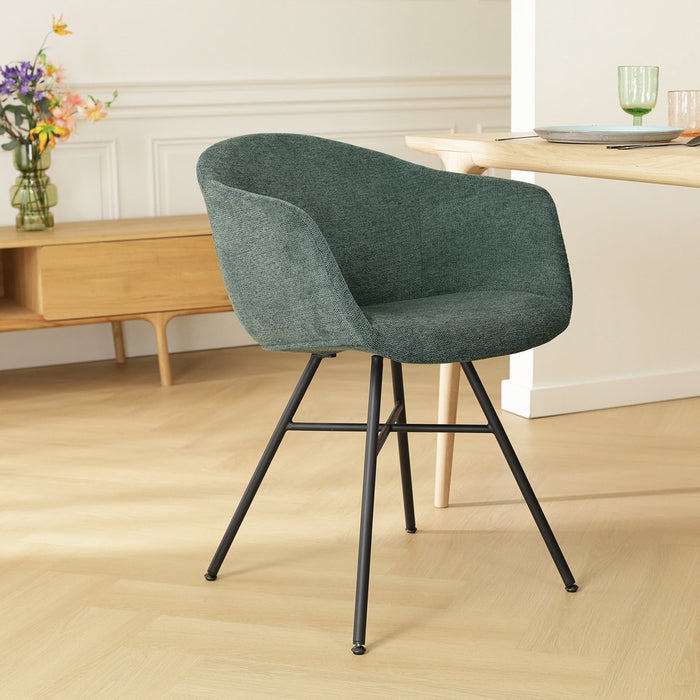 Nolon Noa-Otis Eetkamerstoel Donkergroen - met Armleuning - Zwart